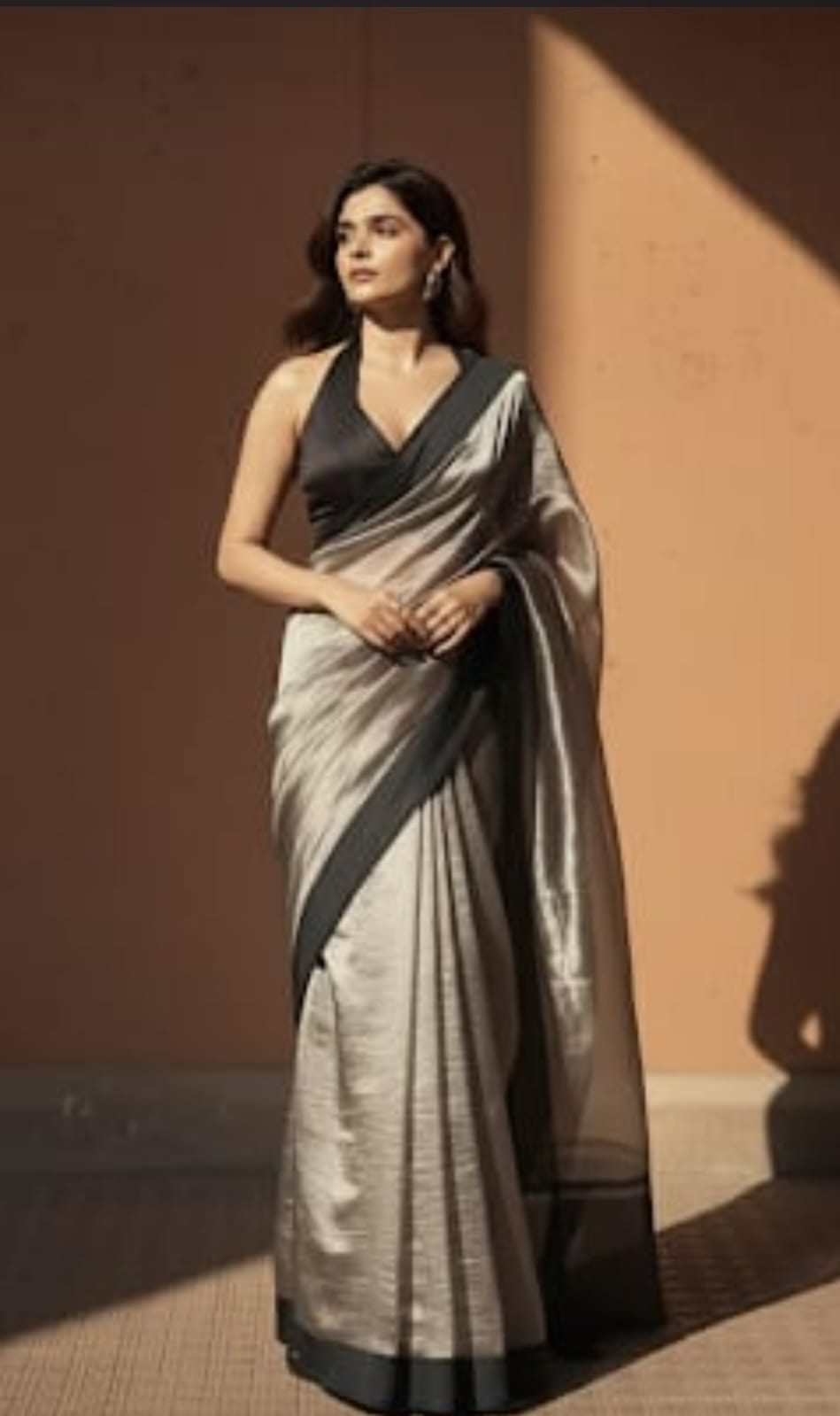 Black Organza Tissue Saree with Sleek Border