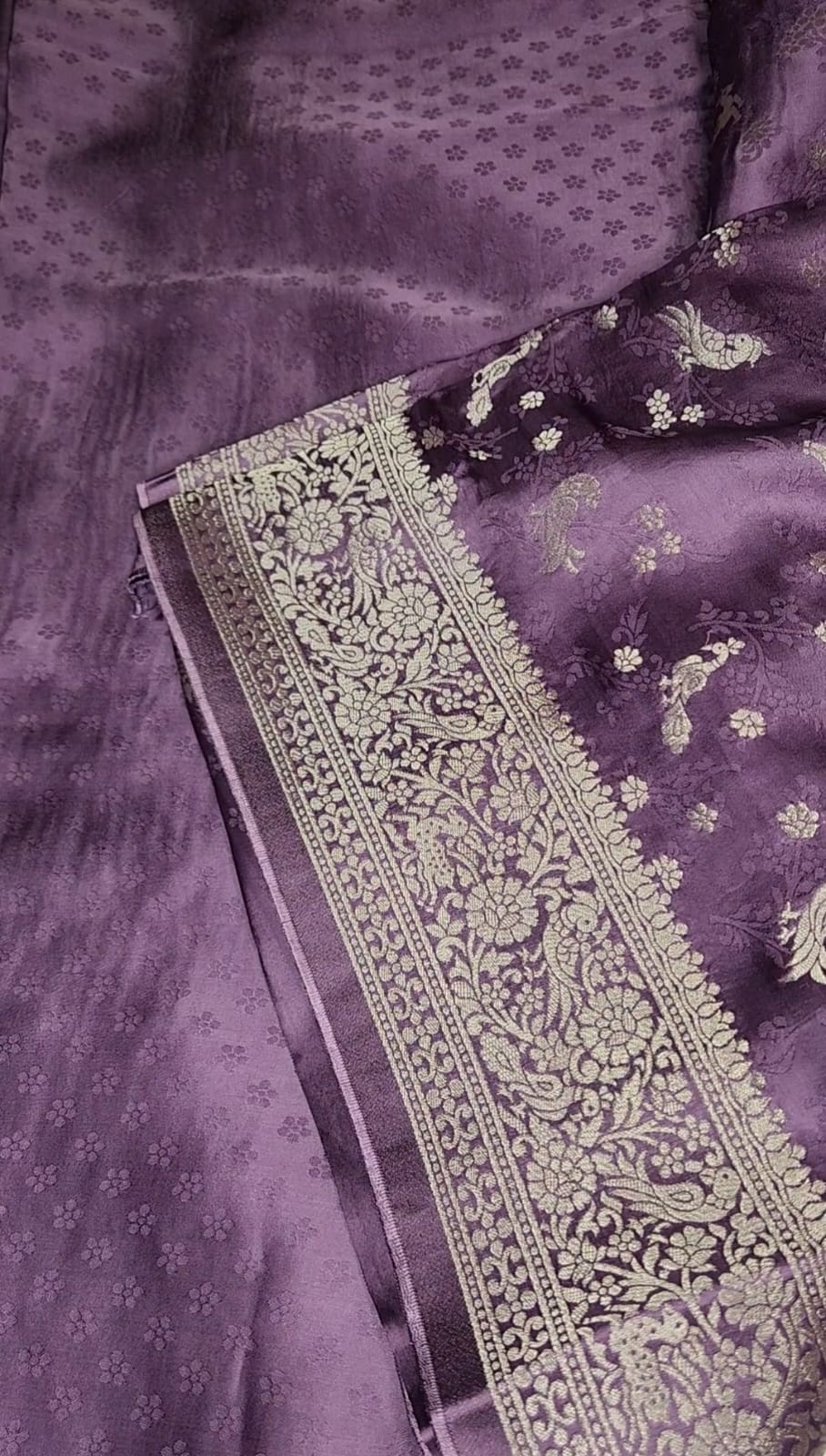 Satin Silk Saree with Silver Zari Motifs